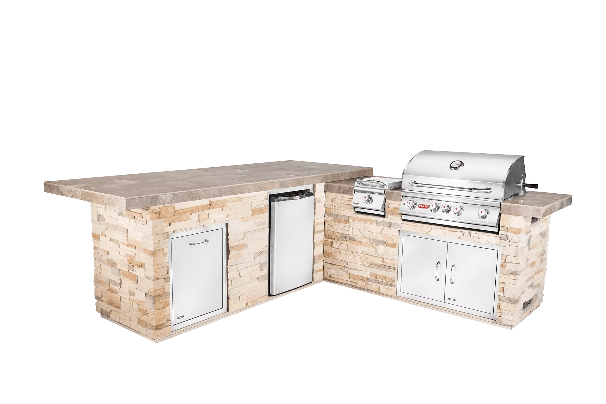 Bull Island Gourmet Q L Shaped Outdoor Kitchen & Rock Base 31021NG