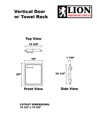 Lion 17 Inch Access Door With Towel Rack - L62945