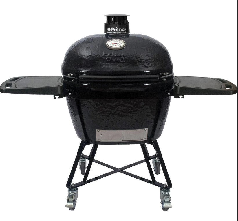 Primo All-In-One Oval X-Large Kamado Freestanding Grill with Side Shelves, Ash Tool and Grate Lifter - Charcoal - PGCXLC
