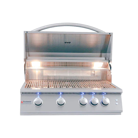 RCS Premier - 32-Inch Freestanding Grill with Blue LED Lights and Rear Burner - Natural Gas - RJC32ALCK