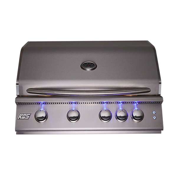 RCS Premier - 40-Inch 5-Burner Built-In Grill with Blue LED Lights and Rear Burners - Liquid Propane Gas - RJC40ALLP
