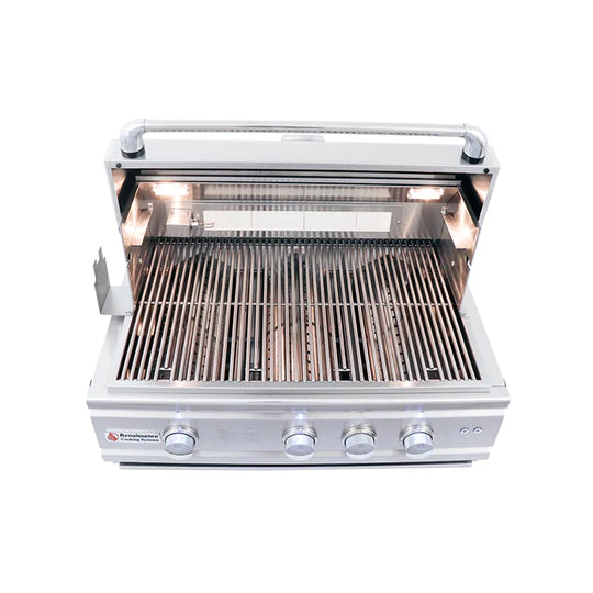 RCS Cutlass Pro 30-Inch 3-Burner Built-In Grill with Blue LED Lights and Rear Burner - Natural Gas - RON30A