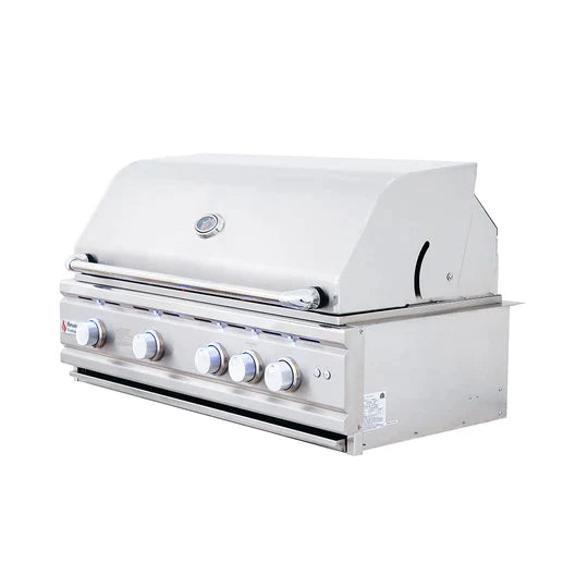 RCS Cutlass Pro - 38-Inch 4-Burner Freestanding Grill with Blue LED Lights and Rear Burner - Natural Gas - RON38A + RONKC