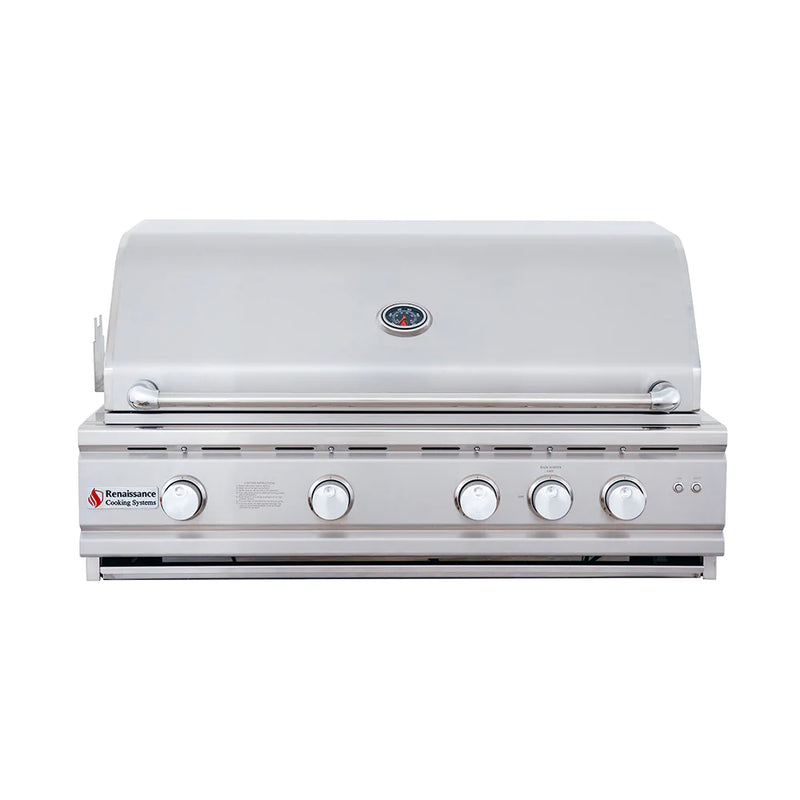 RCS Cutlass Pro - 38-Inch 4-Burner Built-In Grill with Blue LED and Rear Burner - Natural Gas - RON38A