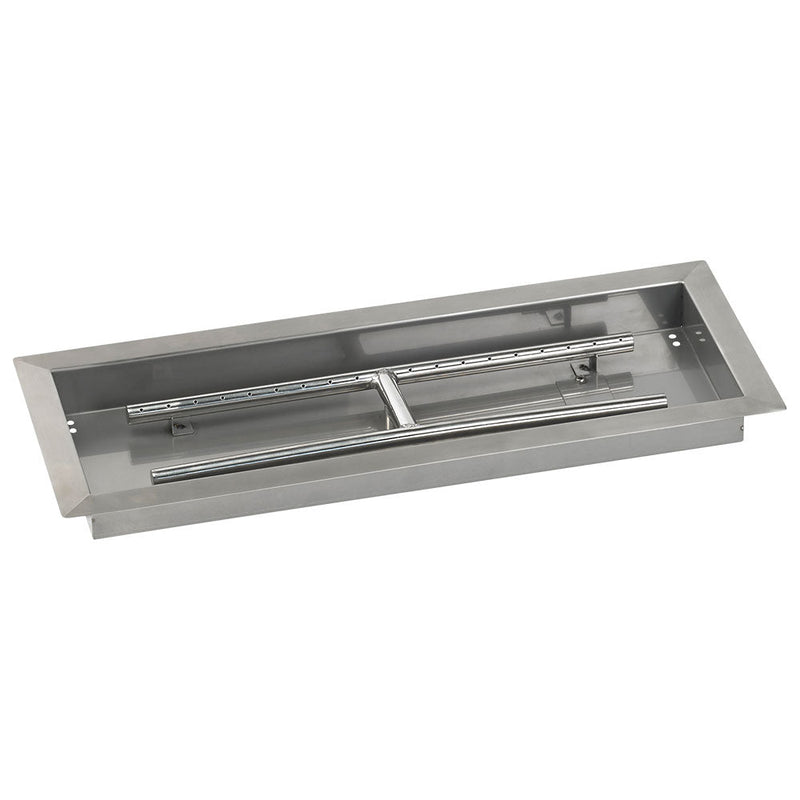 American Fire Glass 18 X 6-Inch Stainless Steel Rectangular Drop-In Pan W/ Built-In Natural Gas H-Burner - SSAFPP18