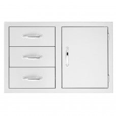 Summerset 33 Inch Stainless Steel Flush Mount Access Door & Triple Drawer Combo - SSDC3-33