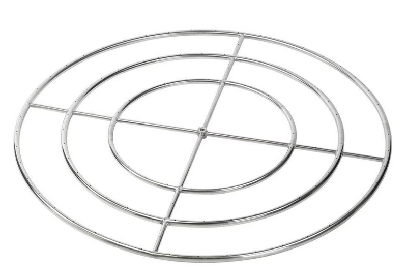American Fire Glass 48-Inch Stainless Steel Triple-Ring Natural Gas Burner W/ 3/4-Inch Inlet - SSFR48