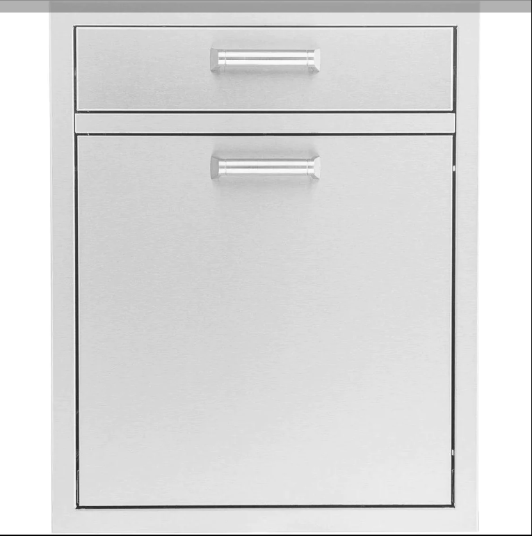 Eloquence 20-Inch Stainless Steel Single Drawer With Roll-Out Trash & Recycling Bin Combo, Contempo - Eloquence-260-TR-DR1 + Eloquence-350H-Handle (2)