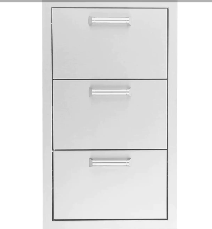 Eloquence 16-Inch Stainless Steel Triple Access Drawer, Contempo - Eloquence-260-DRW3 + Eloquence-350H-Handle (3)