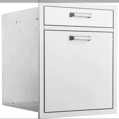 Eloquence 20-Inch Stainless Steel Single Drawer With Roll-Out Trash & Recycling Bin Combo, Contempo - Eloquence-260-TR-DR1 + Eloquence-350H-Handle (2)