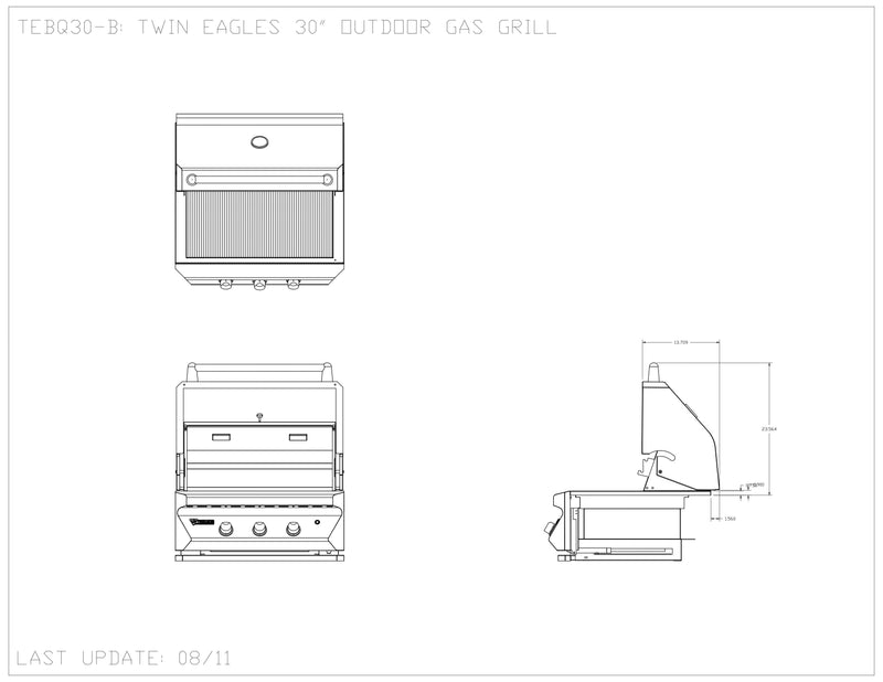 Twin Eagles - 30- Inch 2-Burners Built- In Grill - Natural Gas With Infrared Rotisserie- TEBQ30R-CN