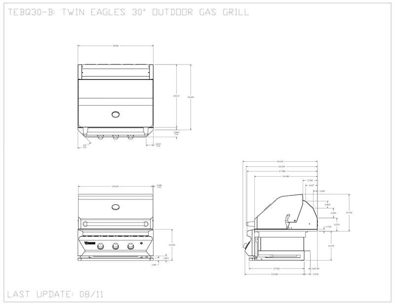 Twin Eagles - 30-Inch - Built-In Grill - Liquid Propane Gas with Infrared Rotisserie - TEBQ30R-CL