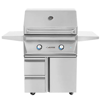 Twin Eagles - 30-Inch 2-Burner Freestanding Grill On Deluxe Cart- Natural Gas with Infrared Rotisserie Burner - TEBQ30R-CN + TEGB30SD-B
